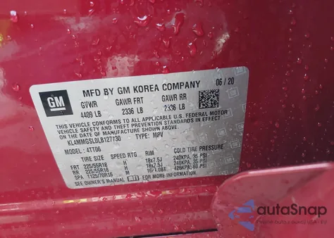 2020 Buick Encore Gx Awd Essence z USA, uszkodzony, nr VIN KL4MMGSL0LB127730